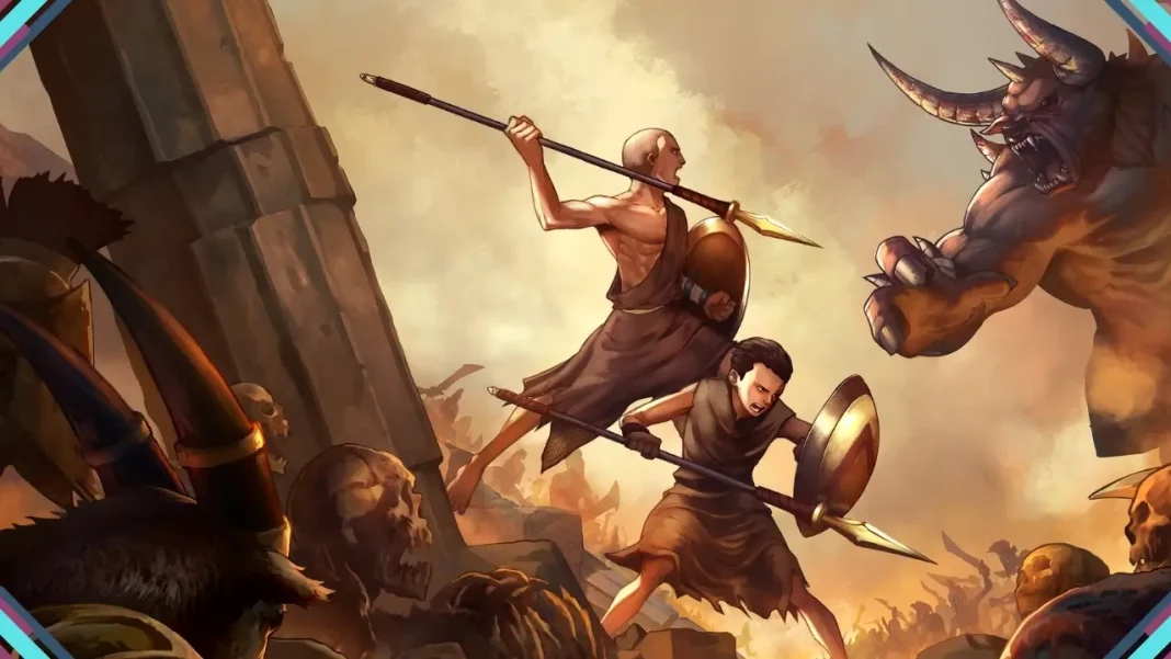 Kratos e Deimos jovens em God of War: Sons of Sparta em fase 2D com visual retrô em pixel art.