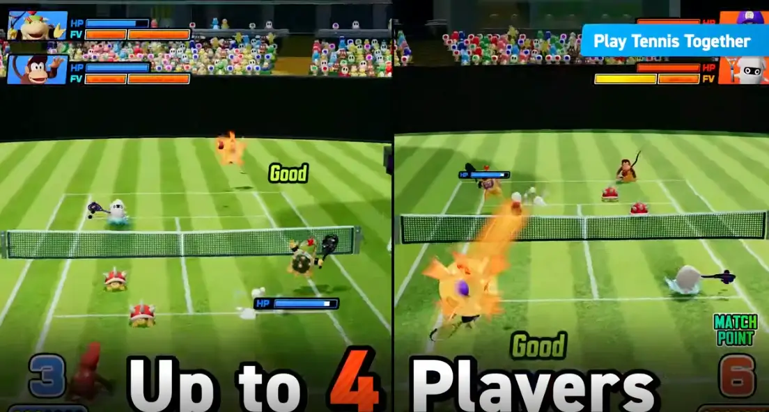 Mario Tennis Fever jogadores em multiplayer