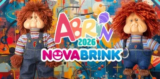 Boneco do personagem Fofão lançado pela Novabrink na Abrin 2026 em versão inspirada nos anos 80.