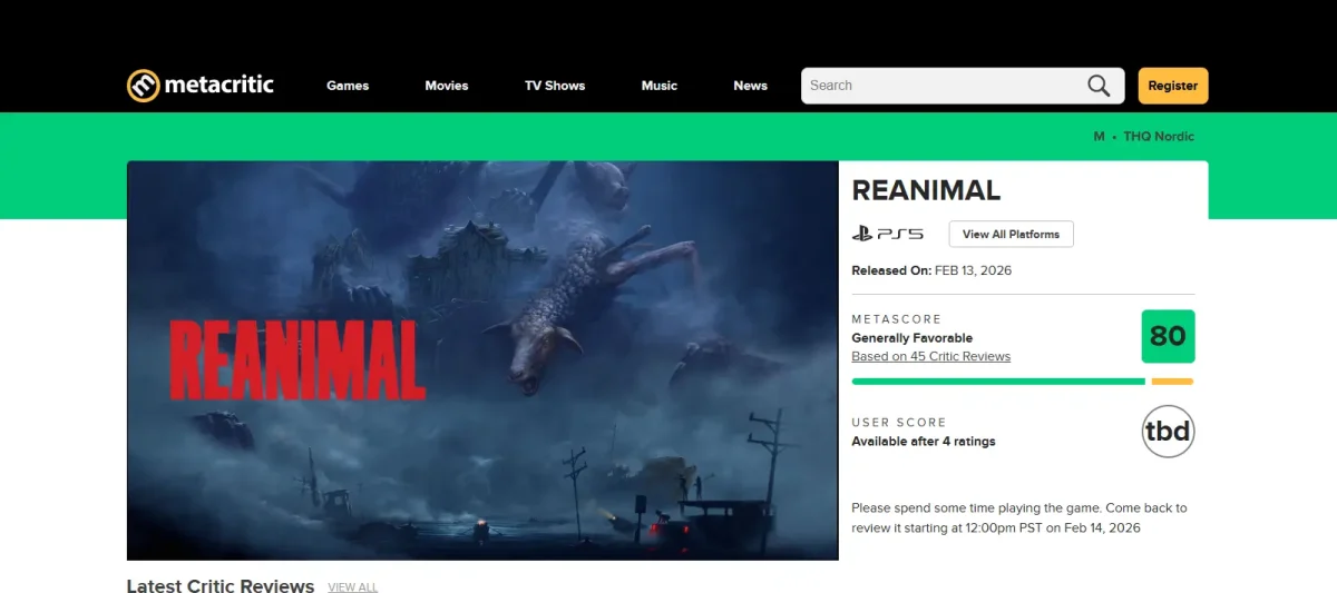 Reanimal comparativo do metacritic
