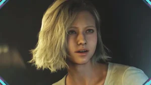 A imagem representa a protagonista do jogo Resident Evil Requiem, como chamada para liberação do tiíulo nos consoles e PC.
