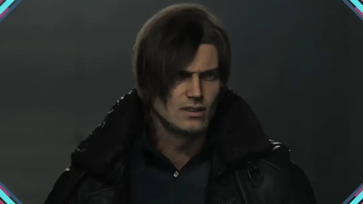 Leon Kennedy em Resident Evil Requiem apontando arma em cenário sombrio