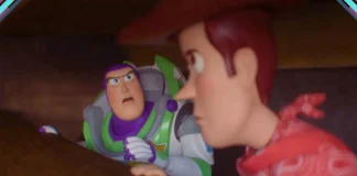 Woody e Buzz Lightyear em cena do trailer dublado de Toy Story 5