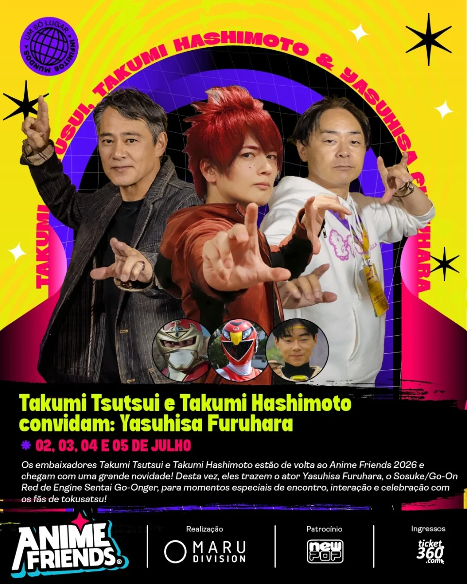 Anime Friends 2026 anuncia Yasuhisa Furuhara e reforça atrações de tokusatsu