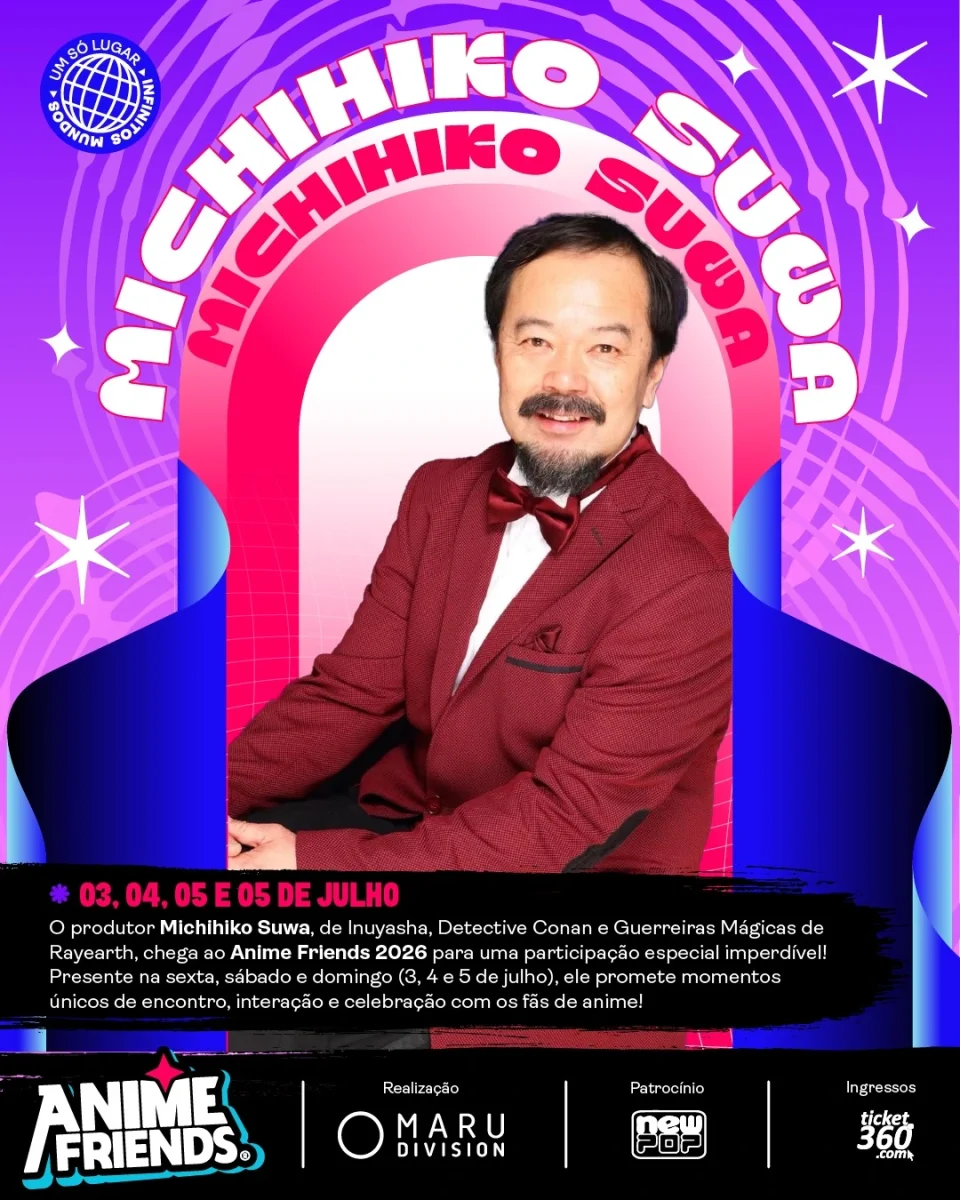 Michihiko Suwa retorna ao Brasil para o Anime Friends 2026 (AF)
