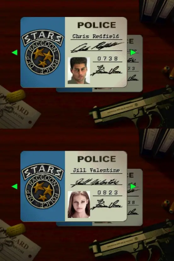 Tela de seleção de personagens de Resident Evil com Jill Valentine e Chris Redfield no jogo original marcando os 30 anos da franquia