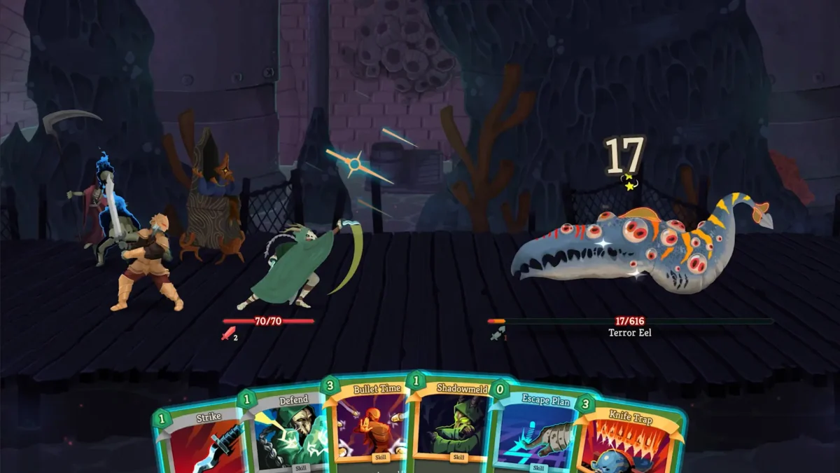 Interface de cartas e habilidades em Slay the Spire 2 durante partida