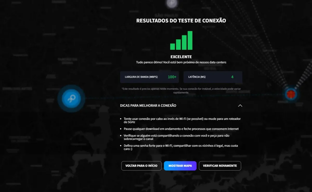 Boosteroid teste de conexão para quem deseja avaliar sua internet para assinar o serviço de jogos na nuvens.