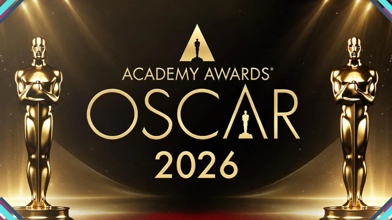 Transmissão do Oscar 2026 com estatueta dourada representando a cerimônia e onde assistir ao vivo no Brasil
