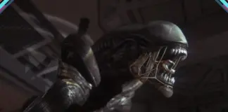 Ambiente externo desolado e chuvoso visto através de uma porta aberta no teaser de Alien: Isolation 2