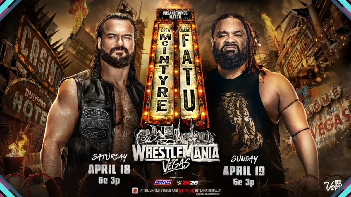 Análises e resultados da WWE WrestleMania 42 - Noite 1 2 Drew McIntyre vs Jacob Fatu (Unsanctioned Match)
