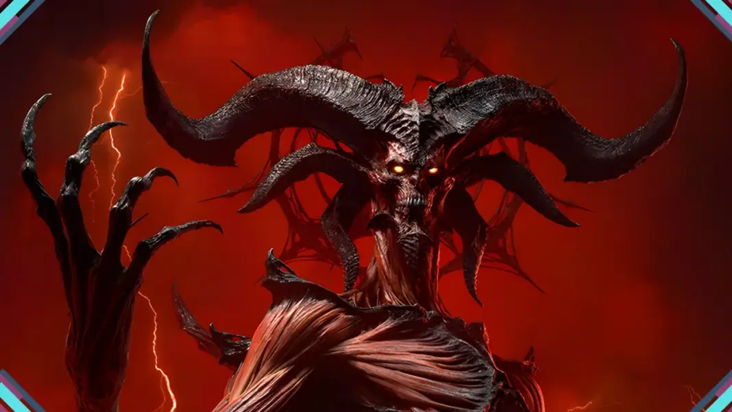 Arte oficial de Diablo IV: Lord of Hatred com personagem em cenário sombrio, referente ao evento de lançamento em São Paulo