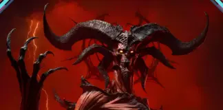 Arte oficial de Diablo IV: Lord of Hatred com personagem em cenário sombrio, referente ao evento de lançamento em São Paulo