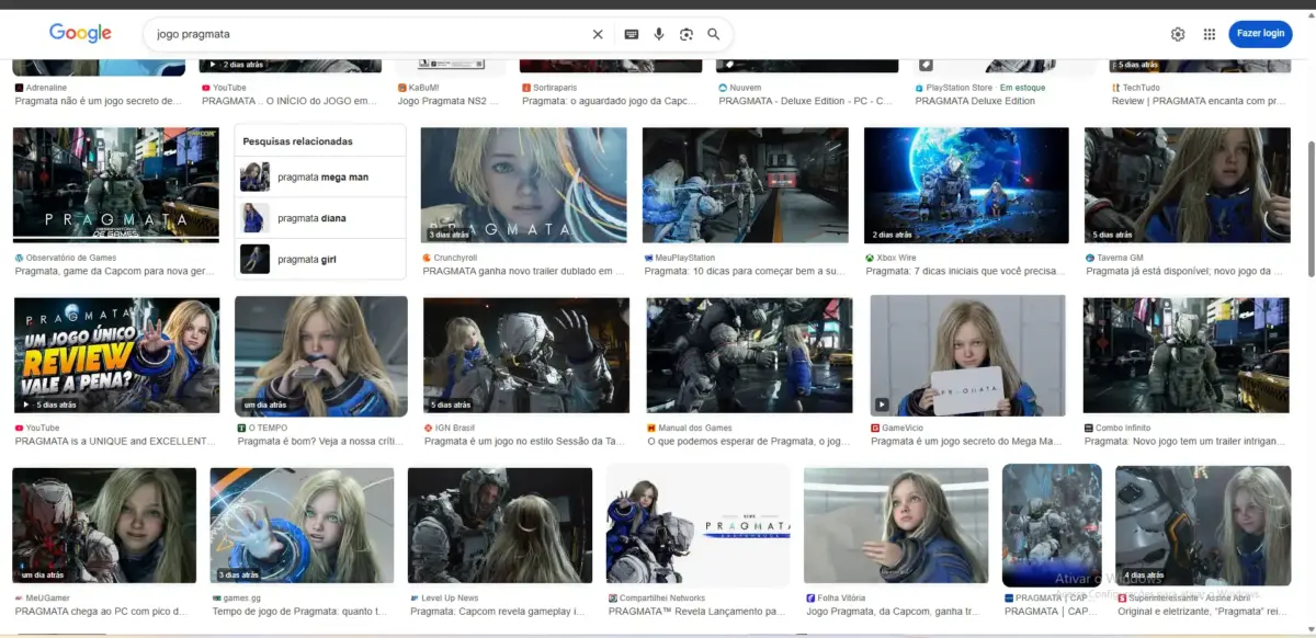 PRAGMATA: a ignorância de quem deveria saber melhor 2 Print do Google Imagens exibindo resultados para PRAGMATA com o MeuGamer entre os primeiros indexados