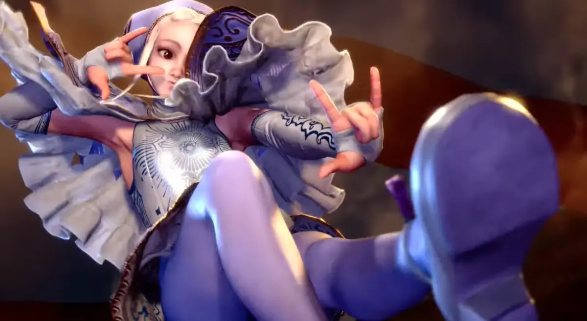 Ingrid está pronta para desafiar no Street Fighter 6 1 Ingrid aplicando golpe com as mãos em posição de ataque em cena de combate de Street Fighter 6