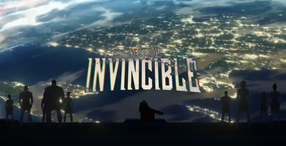 Invencível episódio 8 da temporada 4 já está disponível no Prime Video 2 Silhuetas de personagens em frente à Terra no finale de Invencível temporada 4
