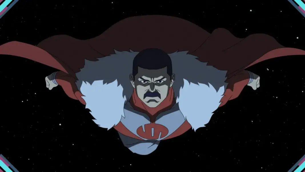 Thragg voando ameaçador no espaço na temporada 4 de Invencível