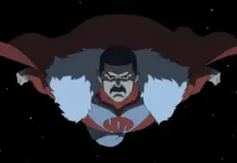 Thragg voando ameaçador no espaço na temporada 4 de Invencível