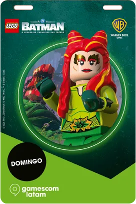 gamescom latam 2026: qual credencial de LEGO Batman você vai querer mais? 4 Domingo — Hera Venenosa Das quatro diárias, é a mais vibrante.