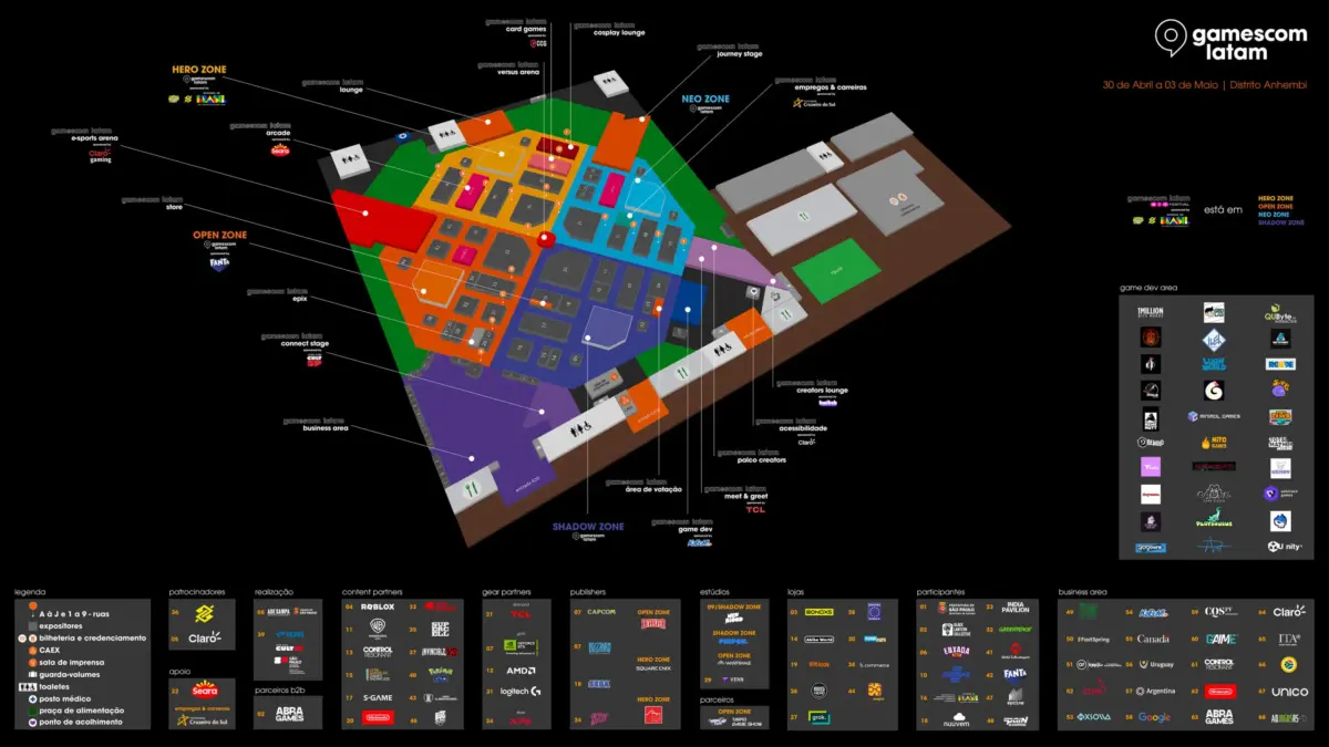 Confira o mapa da gamescom latam 2026 e trace sua rota pelo evento 1 Atual mapa oficial da gamescom latam 2026
