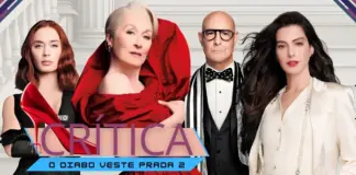 Thumbnail da crítica de O Diabo Veste Prada 2 com Emily Blunt, Meryl Streep, Stanley Tucci e Anne Hathaway em poses de divulgação