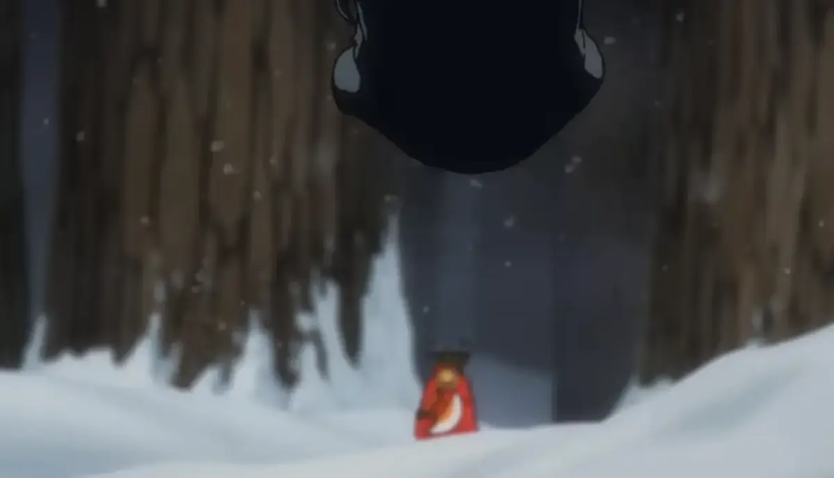 Prévia do episódio 1160 de One Piece traz encontro inédito em campo de neve 1 Luffy minúsculo diante das patas de uma criatura gigante em campo de neve no arco de Elbaf