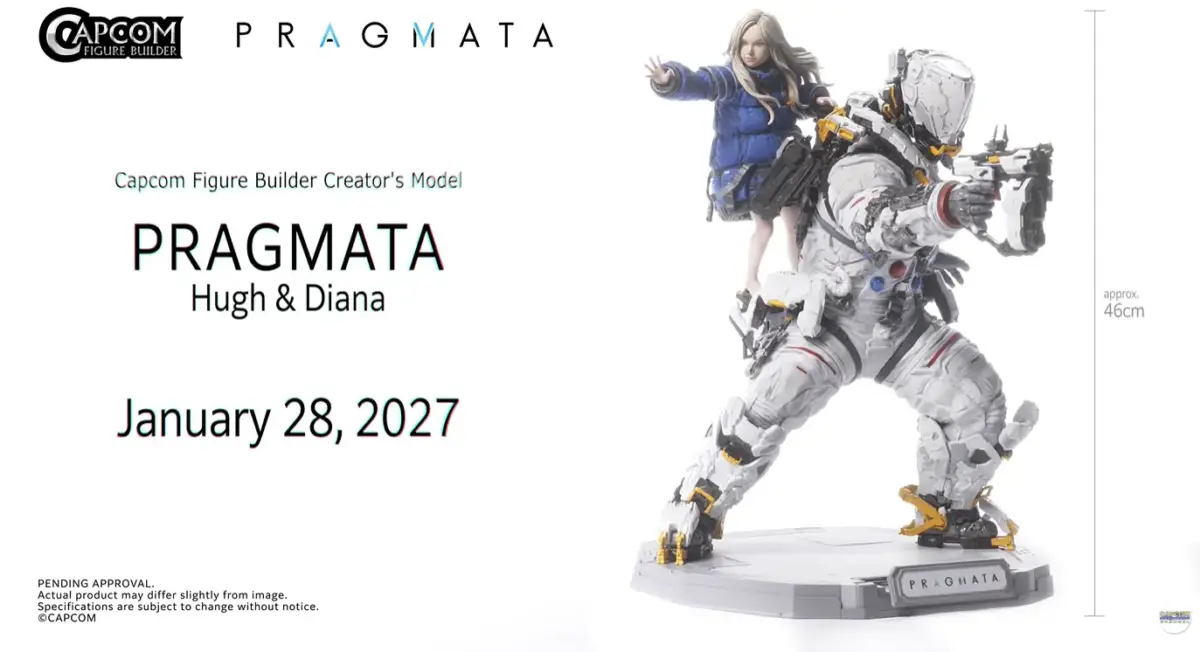 Capcom aposta no carisma de Diana para transformar PRAGMATA em franquia de colecionáveis 7 Banner oficial da Capcom anunciando a figure de Hugh e Diana de PRAGMATA para janeiro de 2027