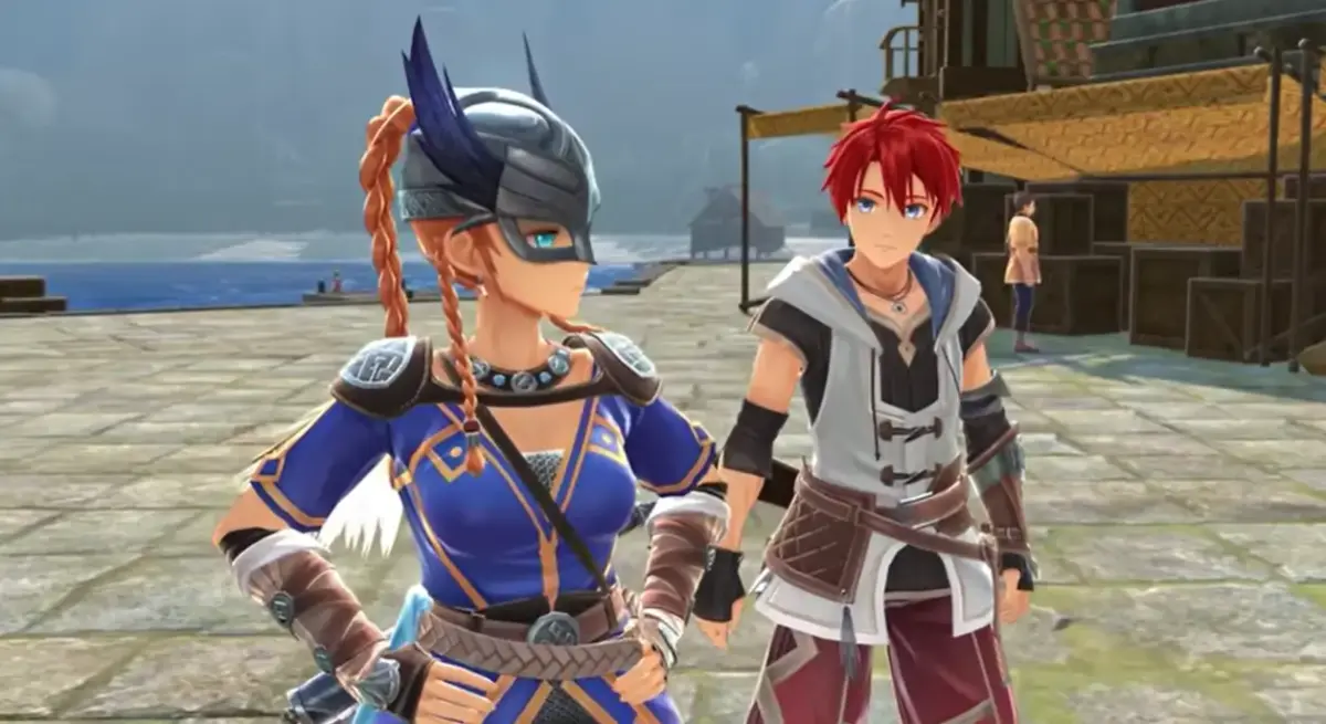 Os protagonista do jogo Karja e Adol Christin