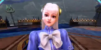 Ingrid, personagem de Street Fighter 6, com visual de uniforme escolar roxo clássico em cenário de arena