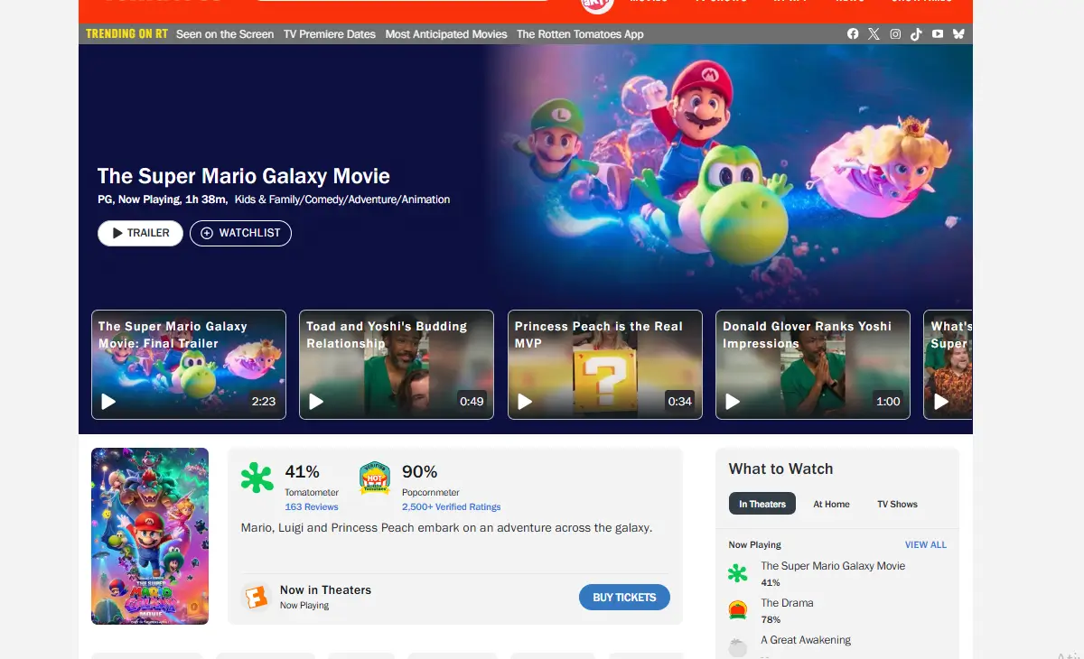 Super Mario Galaxy: O Filme — rejeitado pelos críticos e amado pelo público 2 Rotten Tomatoes, de Super Mario Galaxy: O Filme