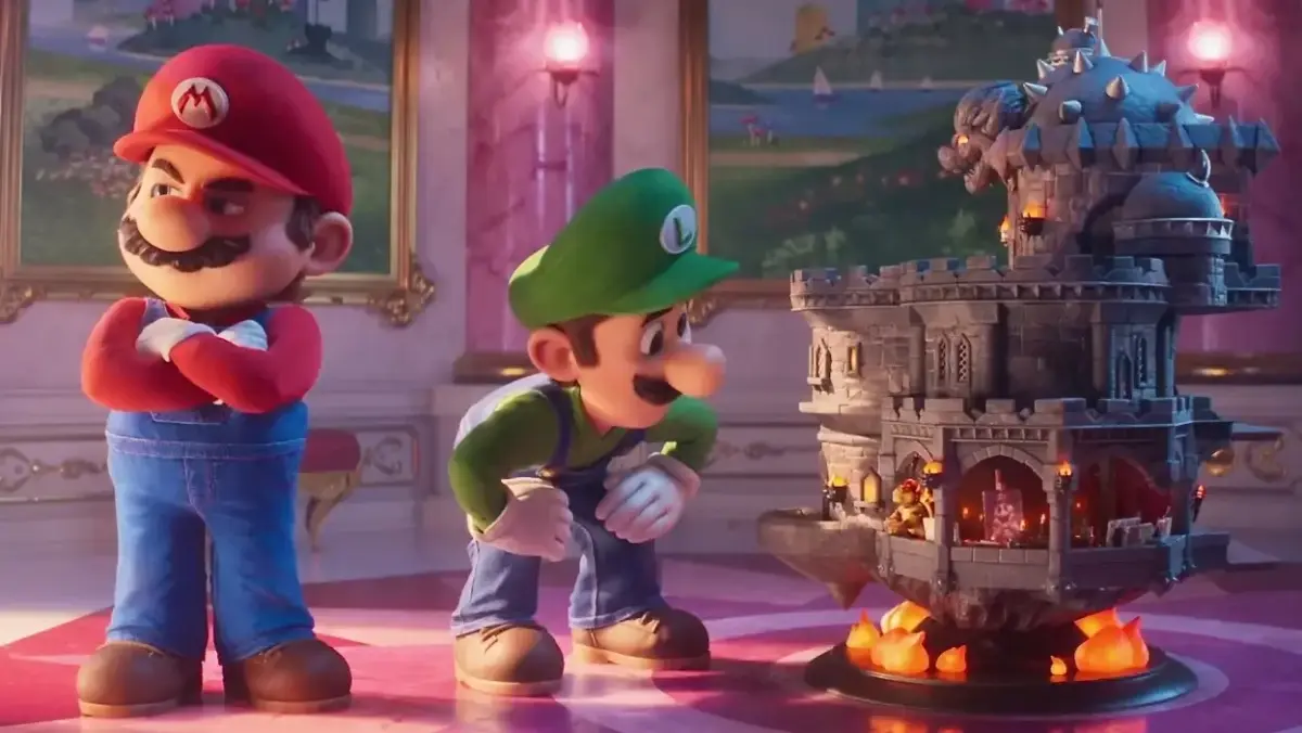 Super Mario Galaxy — O Filme, cena entre Mario, Luigi e Bowser