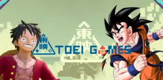 Personagens de jogos da Bandai Namco baseados em franquias da Toei Company, com destaque para o logo da Toei Games