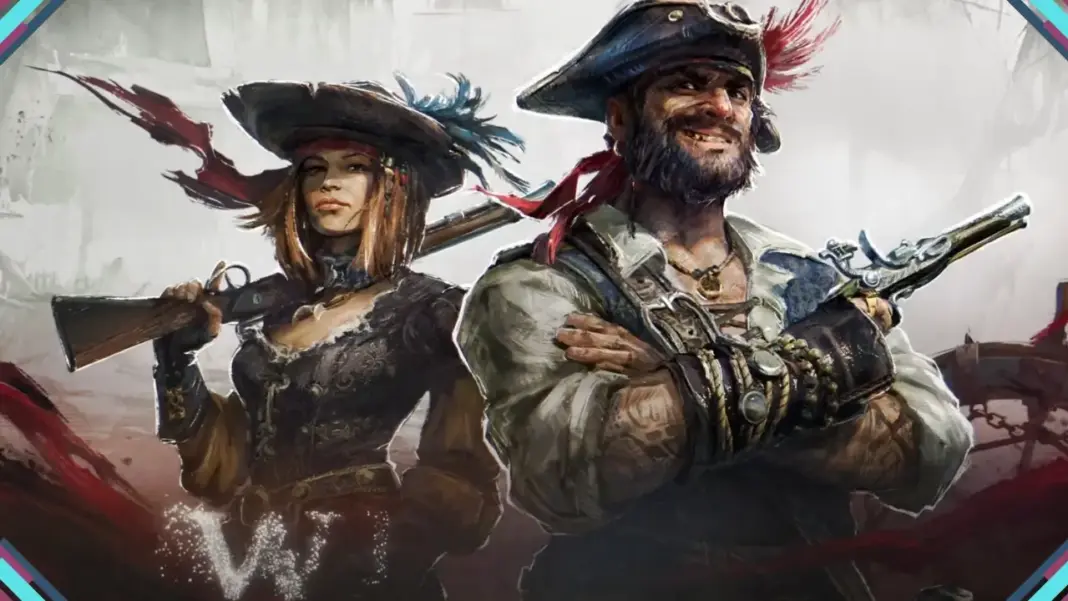 Arte promocional de Windrose com dois personagens piratas armados posando, disponível no acesso antecipado da Steam desde 14 de abril de 2026