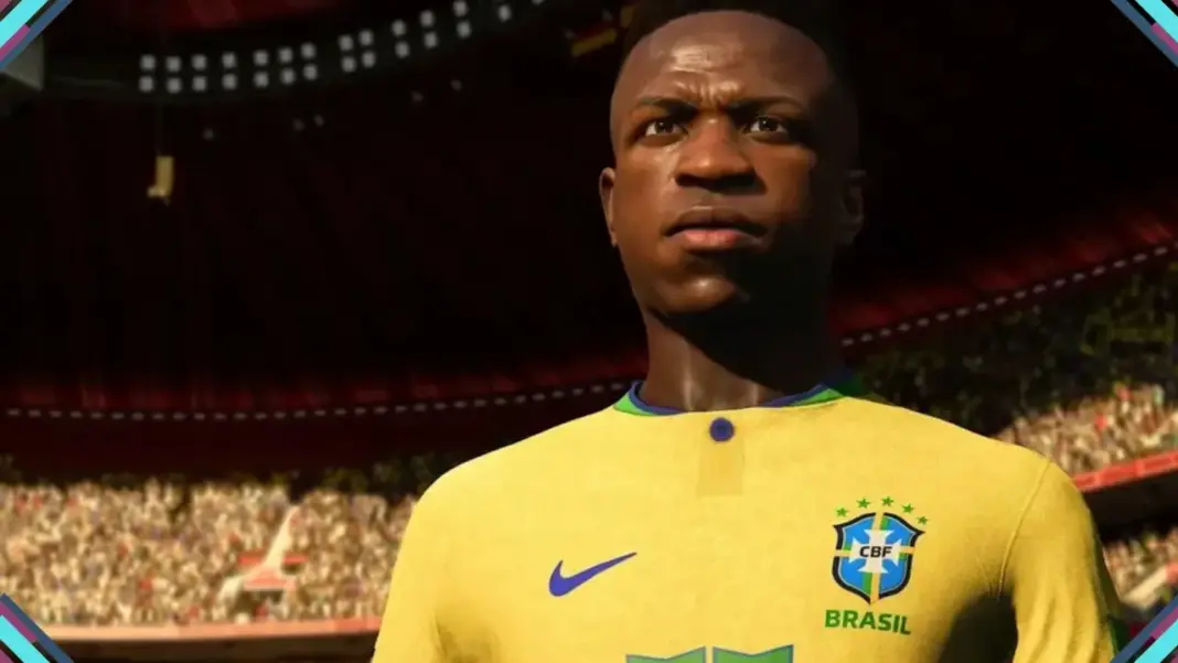 Seleção Brasileira com Vinícius Júnior durante a Copa do Mundo 2022, usada para ilustrar o retorno da licença no EA SPORTS FC, mas é um detalhe para gamescom latam 2026