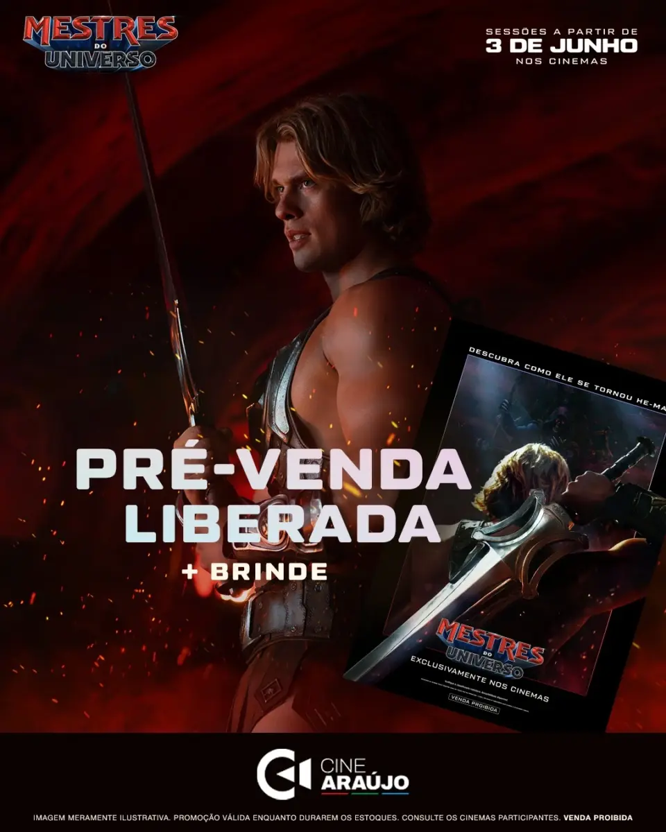 Cine Araújo abre pré-venda de Mestres do Universo com brinde exclusivo para fãs 1 Cine Araújo abre pré-venda de Mestres do Universo com brinde exclusivo para fãs