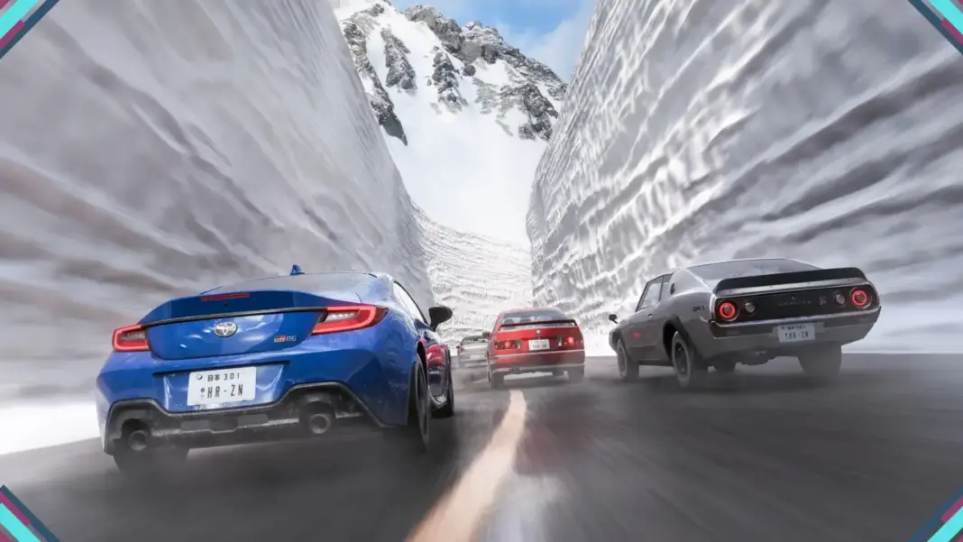 Arte de Forza Horizon 6 destacando carros esportivos no Japão em debate sobre pirataria