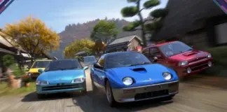 Arte oficial de Forza Horizon 6 com carros em alta velocidade nas ruas do Japão, cenário do novo título da Playground Games para Xbox e PC