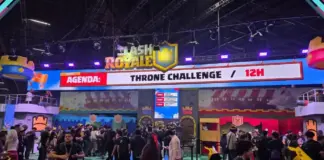 Público lotando a Arena Versus da gamescom latam 2026 durante torneio no último dia do evento em São Paulo