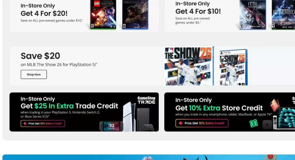 GameStop propõe comprar a eBay por US$ 55,5 bilhões em dinheiro e ações 1 Loja da Gamestore com itens ofertados e promoção.