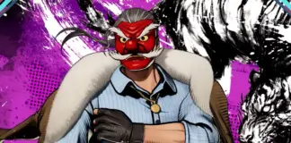 Mr. Karate com máscara de Tengu em arte oficial de Fatal Fury: City of the Wolves
