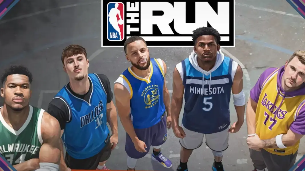 Arte oficial de NBA The Run com jogadores em quadra de rua durante o beta aberto de maio de 2026