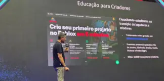 Diego Dzodan GM da Roblox, durante apresentação sobre crescimento da plataforma na América Latina durante a gamescom latam 2026
