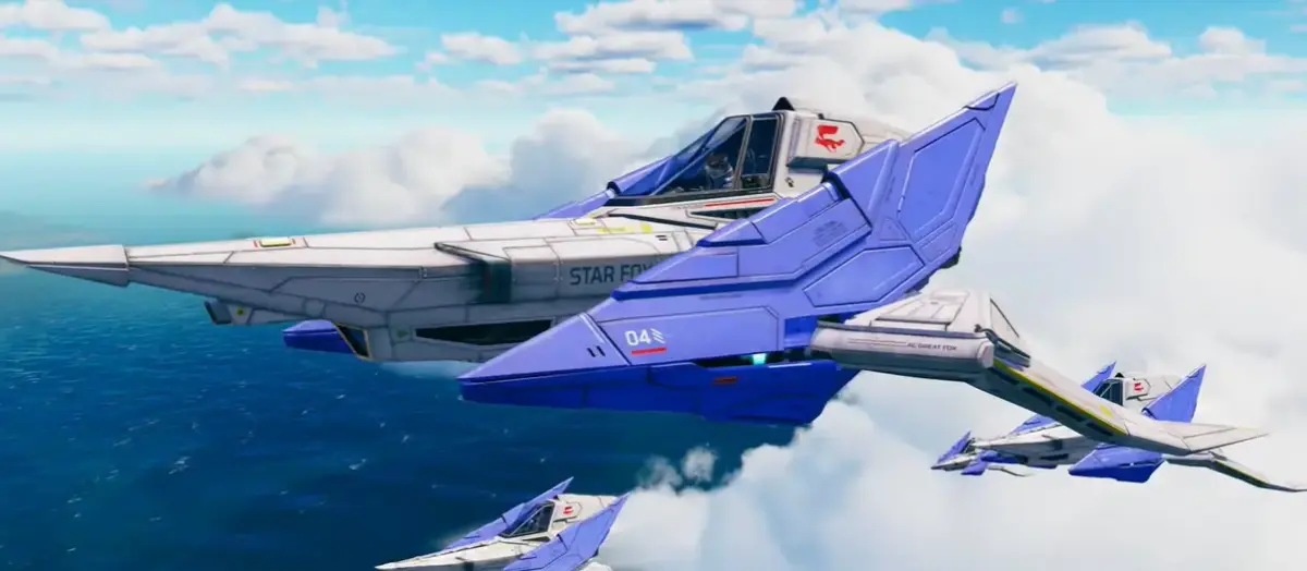 Star Fox chega ao Nintendo Switch 2 em 25 de junho — remake de Star Fox 64 1 Arwing do esquadrão Star Fox voando sobre o oceano com inscrição STAR FOX na fuselagem no remake para Nintendo Switch 2