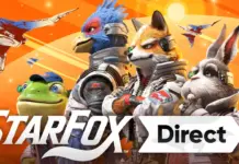 Arte oficial do Star Fox Direct com Fox McCloud, Falco, Peppy e Slippy em novos designs 3D para o Nintendo Switch 2
