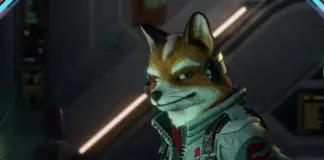 Fox McCloud em close no cockpit do Arwing no novo Star Fox para Nintendo Switch 2, com visual redesenhado e expressão confiante