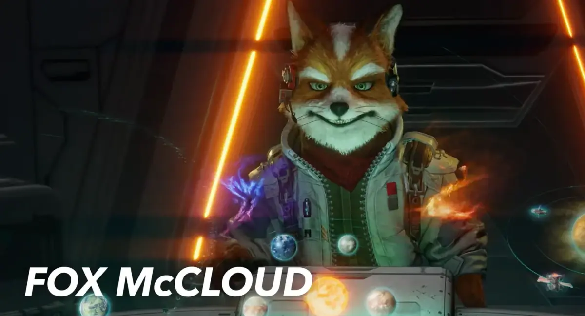 Após sucesso em Super Mario Galaxy, Fox McCloud retorna no Switch 2 1 Fox McCloud com nome na tela em cena de apresentação do remake de Star Fox para Nintendo Switch 2