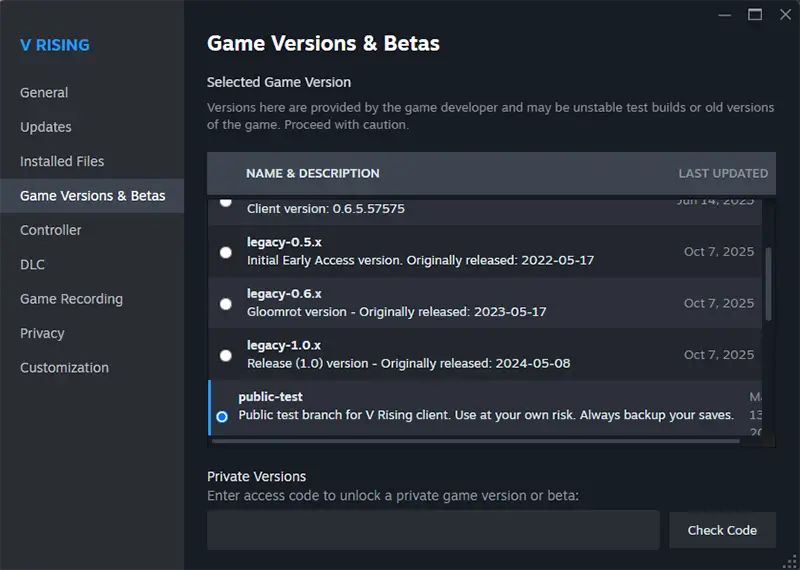 V Rising com fim de semana grátis no PC e prepara novo patch de balanceamento 3 Tela para liberar teste de patch