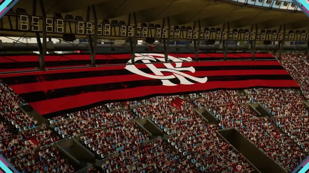 COPA CITY mostra estádio lotado durante preparação de uma grande partida de futebol