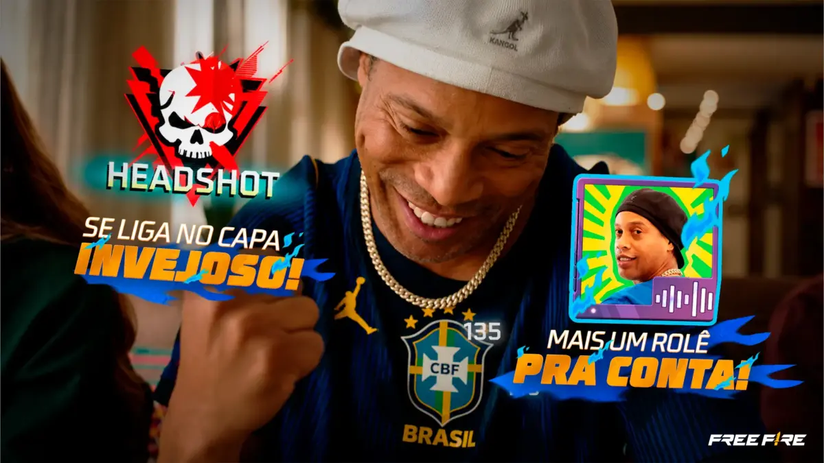 Free Fire libera pacote de voz de Ronaldinho Gaúcho grátis por tempo limitado 2 Ronaldinho Gaúcho durante divulgação do novo pacote de voz temático de Free Fire para jogadores brasileiros.