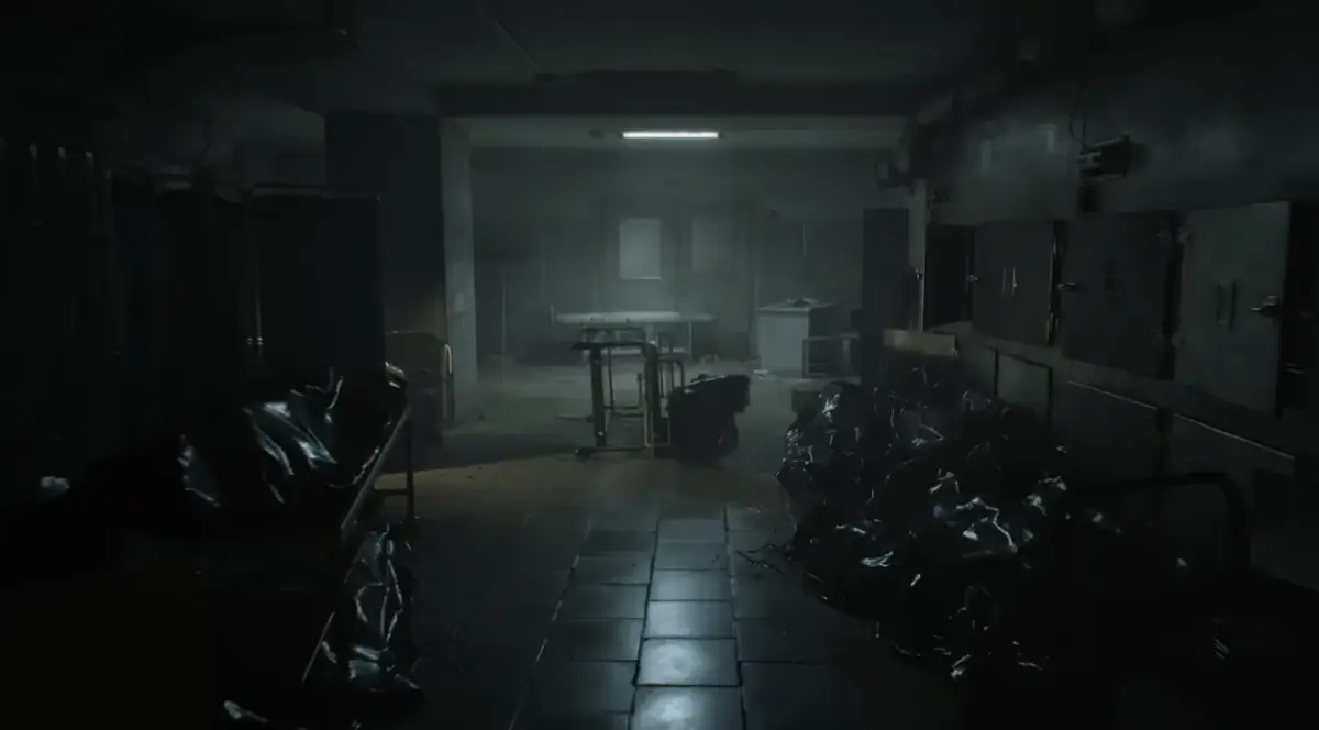 Cenário de uma enfermaria desolada no jogo ILL